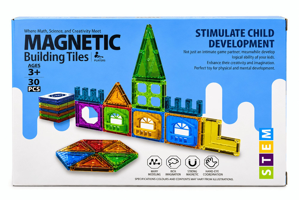 Set magnetic, 30 piese, Multicolor