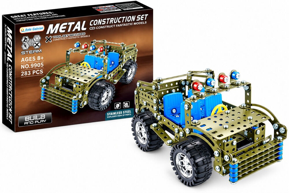 Set de asamblare masina militara din metal, 283 piese, Multicolor