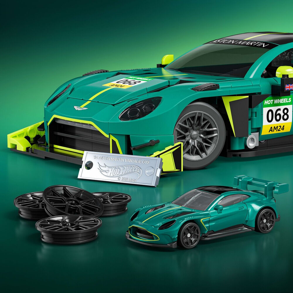 Set constructie Mattel Brick Shop Hot Wheels 24 Aston Martin Vantage GT3 JLF51, 793 piese