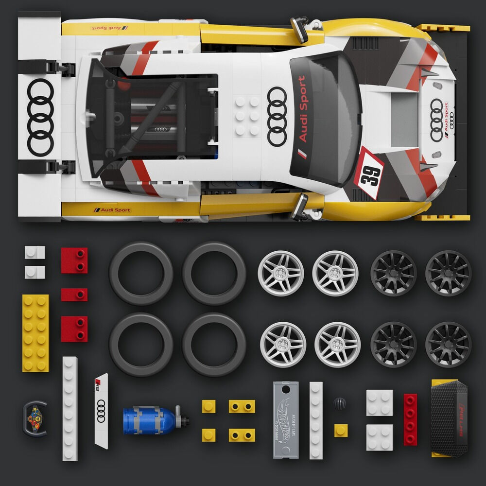 Set constructie Hot Wheels Brick Shop '15 Audi R8 LMS JFT18, 820 piese