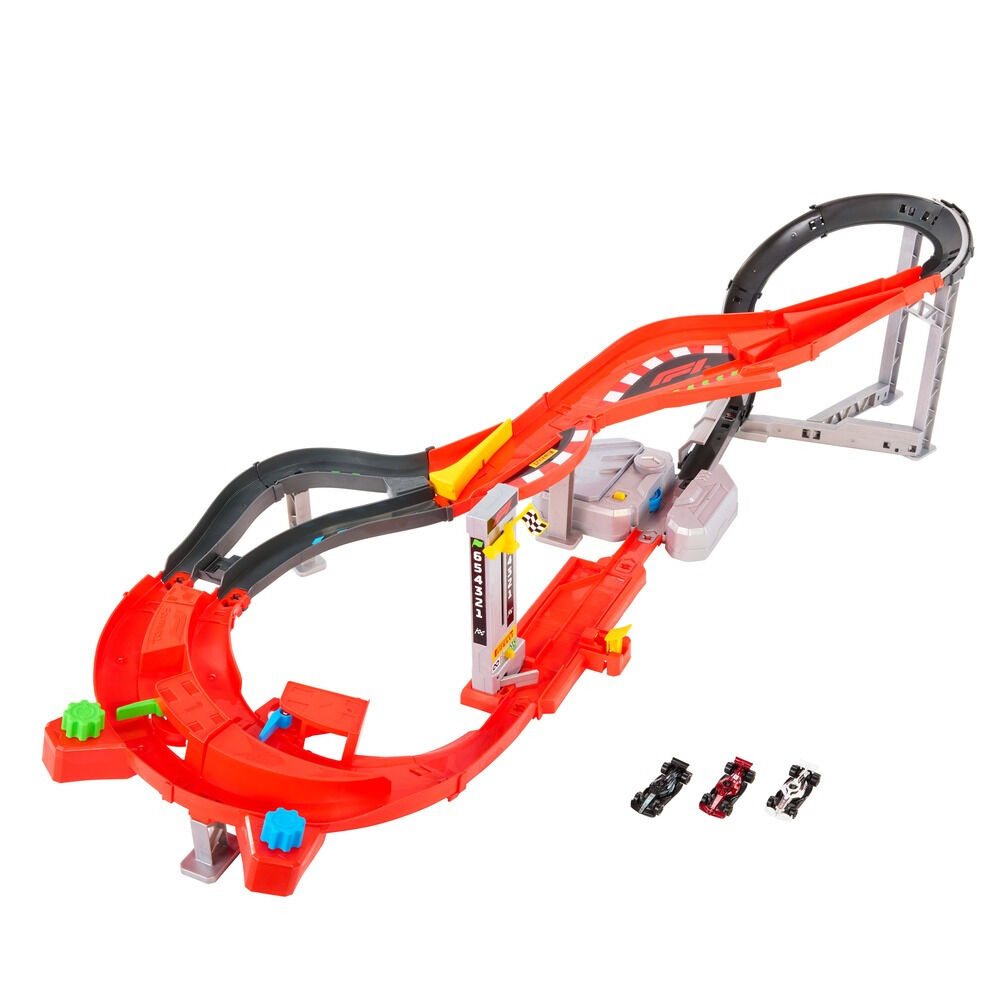 Set Hot Wheels F1 Circuit Grand Prix JMC90, cu 3 masinute, Multicolor