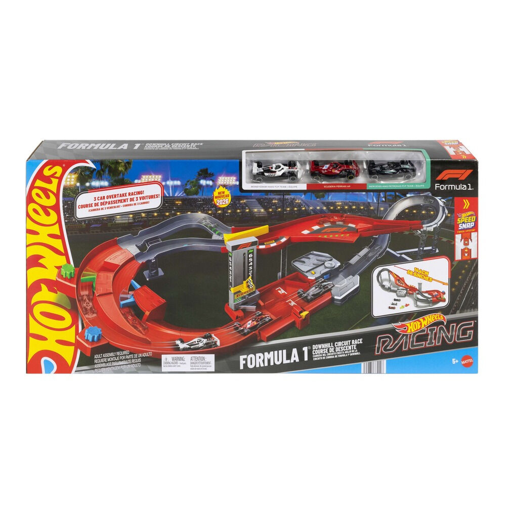 Set Hot Wheels F1 Circuit Grand Prix JMC90, cu 3 masinute, Multicolor