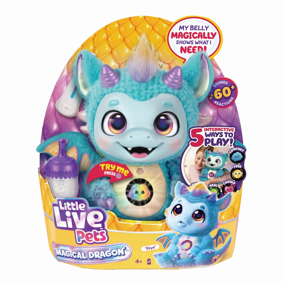 Jucarie de plus Little Live Pets My Dream Magical Dragon Skye, 28 cm, Multicolor