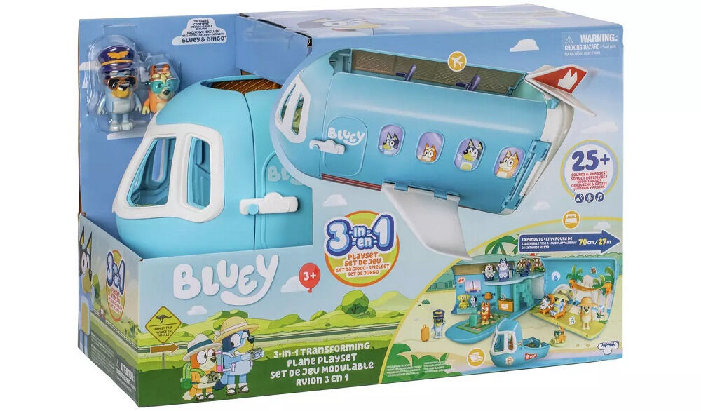 Set avion 3 in 1 cu 2 figurine Bluey, Multicolor
