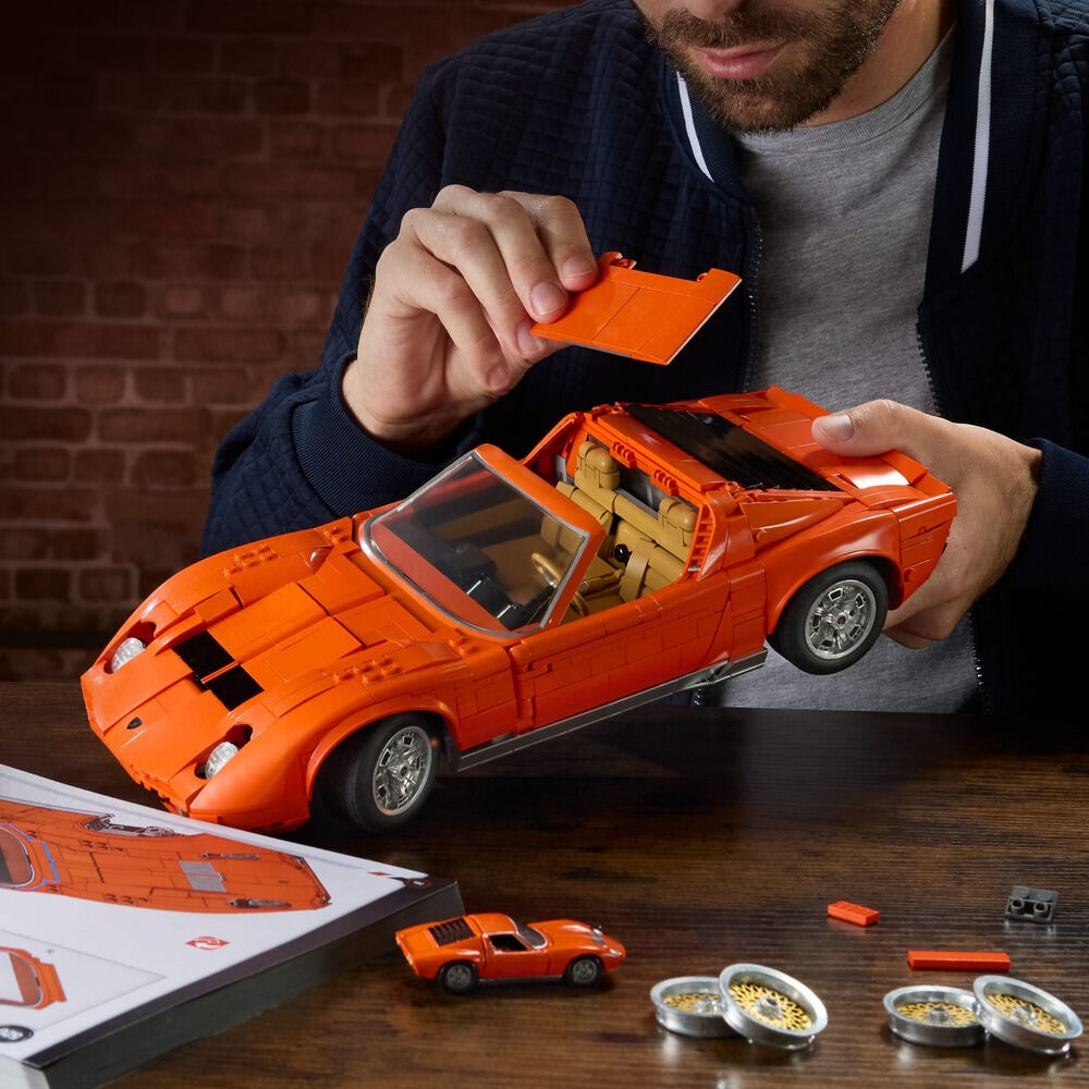 Set constructie Mattel Brick Shop Hot Wheels '71 Lamborghini Miura P400 SV JHF61, 1523 piese