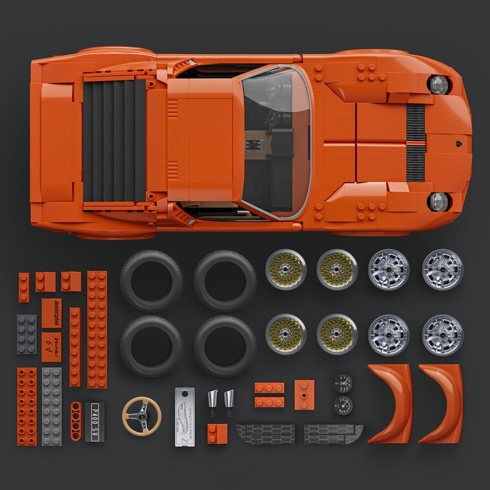 Set constructie Mattel Brick Shop Hot Wheels '71 Lamborghini Miura P400 SV JHF61, 1523 piese