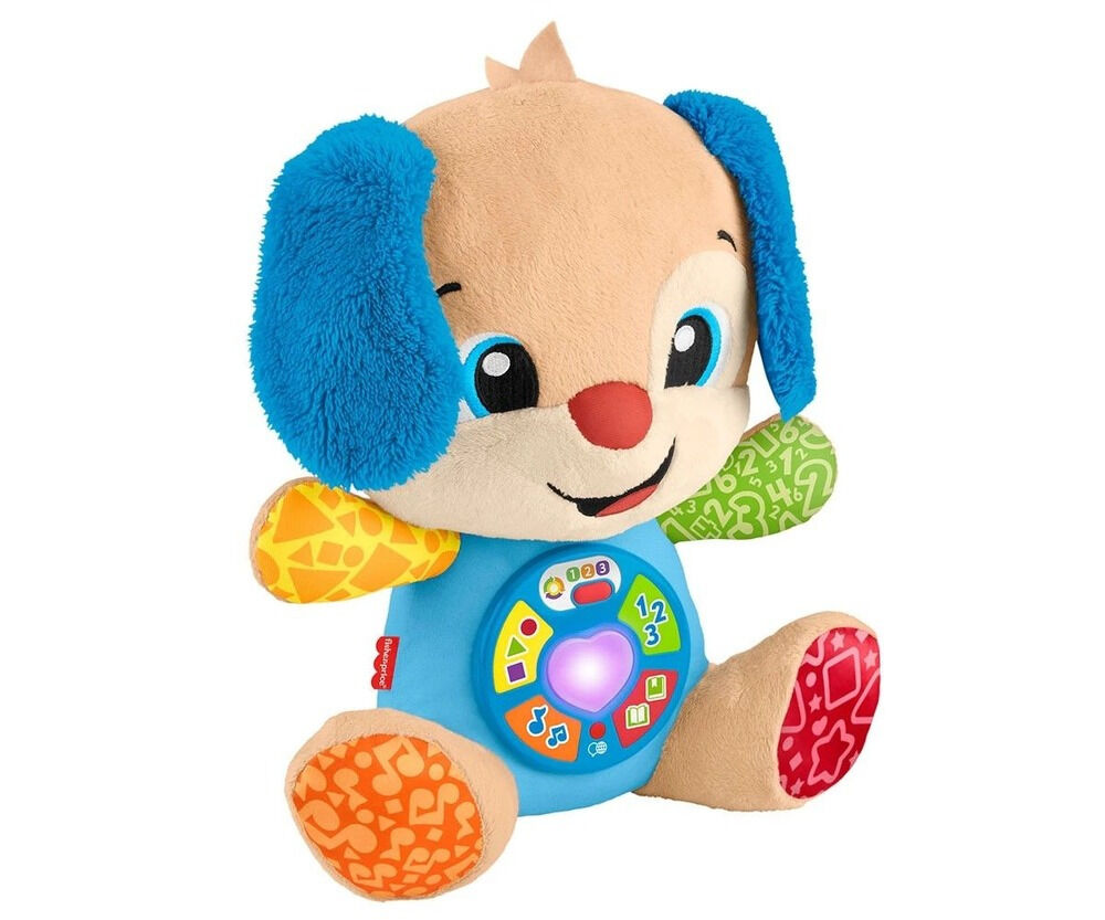 Catel interactiv cu urechi albastre Fisher Price Rade si invata, Multicolor