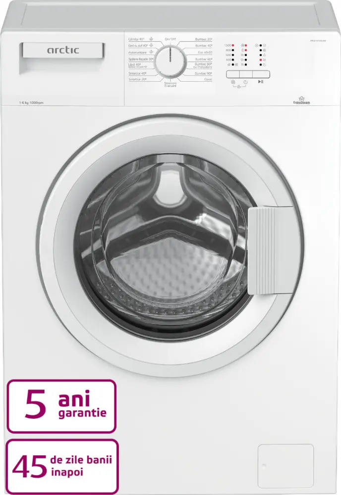 Masina de spalat rufe Arctic APL61015XLW0, Clasa E, 6 Kg, 1000 rotatii, Extrasteam, Alb