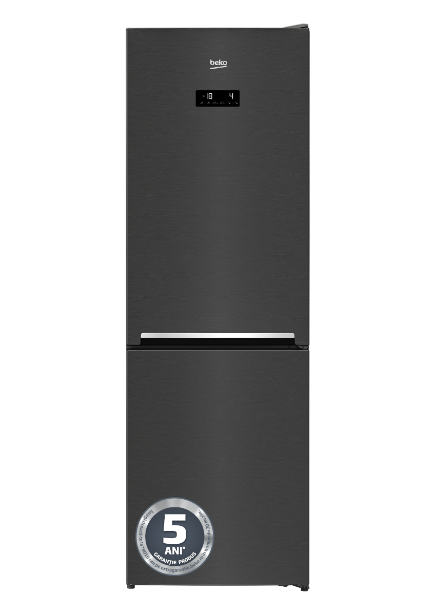 Combina frigorifica Beko, RCNA366E40ZXBRN, 324 Litri, H 185.2cm, Clasa E, Gri, HarvestFresh, Neofrost Dual Cooling, Everfresh+
