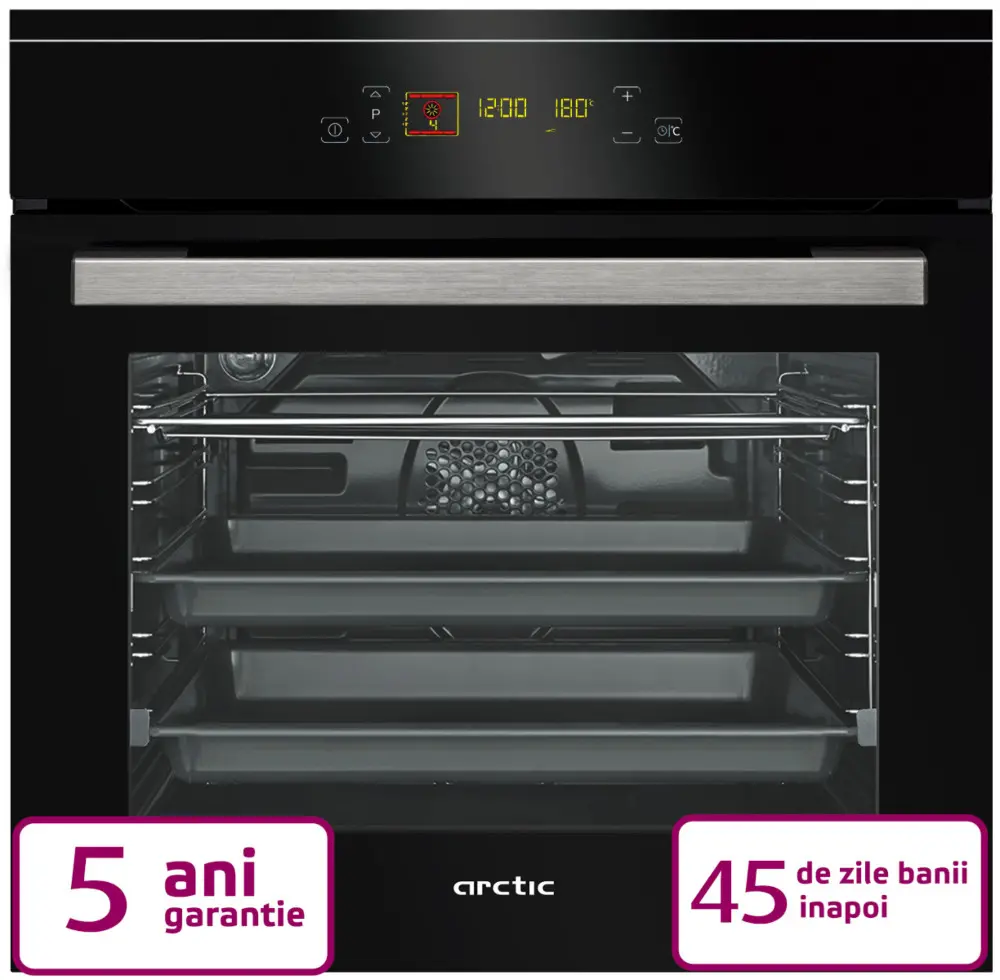 Cuptor incorporabil Arctic AROIM25603X, 71 Litri, Clasa A, Curatare catalitica, Ventilatie, Rotisor, Negru