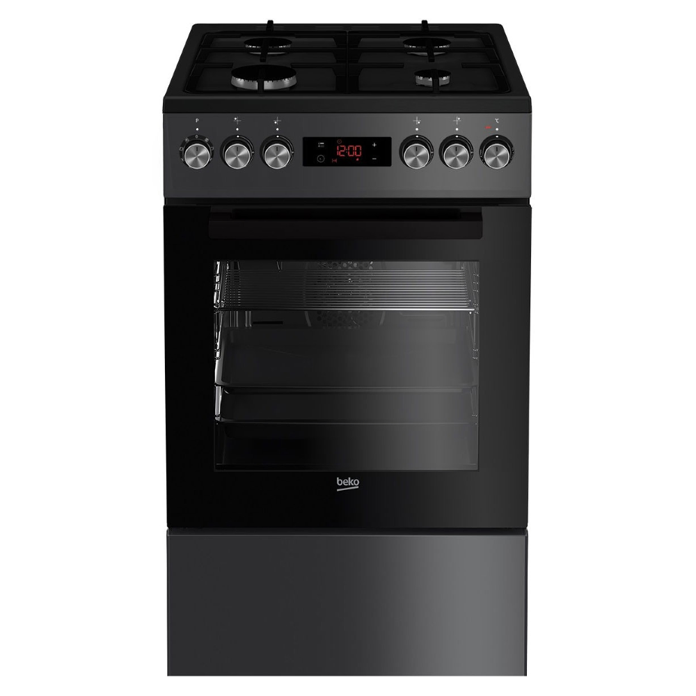 Aragaz mixt Beko FSM52330DAO, 4 arzatoare, Aprindere electrica, Grill, Clasa A, 50 cm, Antracit