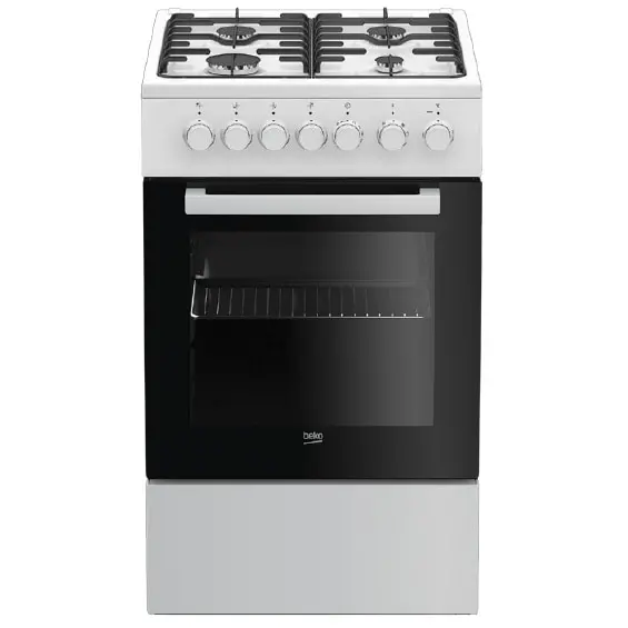 Aragaz mixt Beko FSE52120DWO, Electric, 4 arzatoare, Aprindere electrica, Cuptor electric multifunctional, 6 functii, Grill, Clasa A, 50 cm, Alb