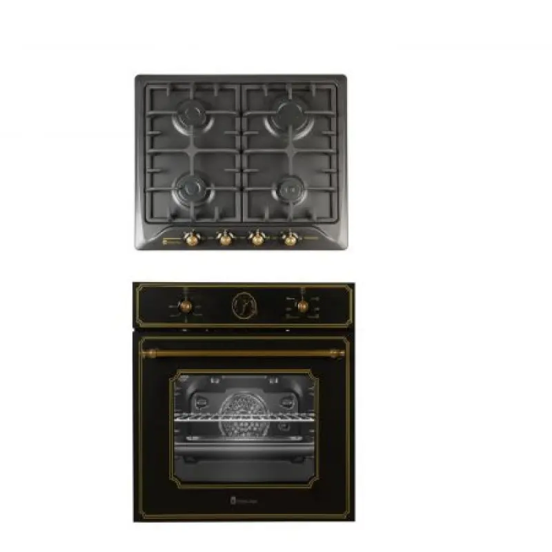 Pachet plita Studio Casa Toscana PG660 + Cuptor electric FE660, 6 functii, Argintiu / Negru