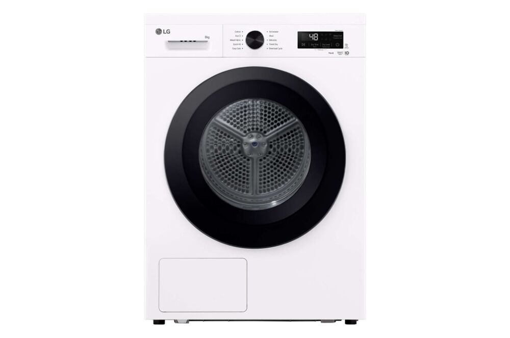 Uscator de rufe LG RHX1008NWK, ThinQ, Pompa de caldura, 8 kg, 10 programe, Clasa C, Alb