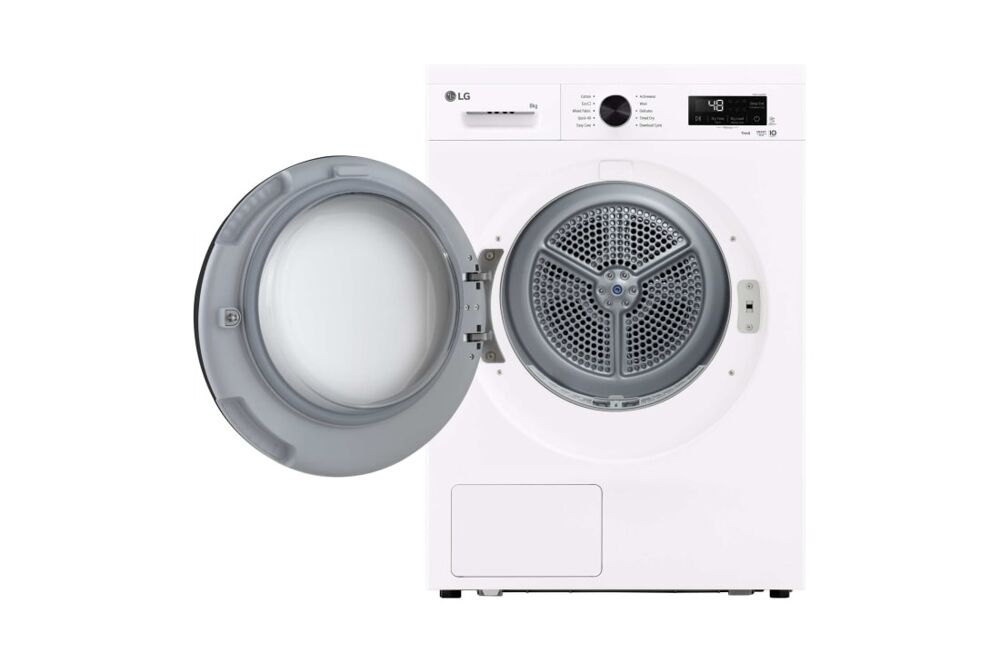 Uscator de rufe LG RHX1008NWK, ThinQ, Pompa de caldura, 8 kg, 10 programe, Clasa C, Alb