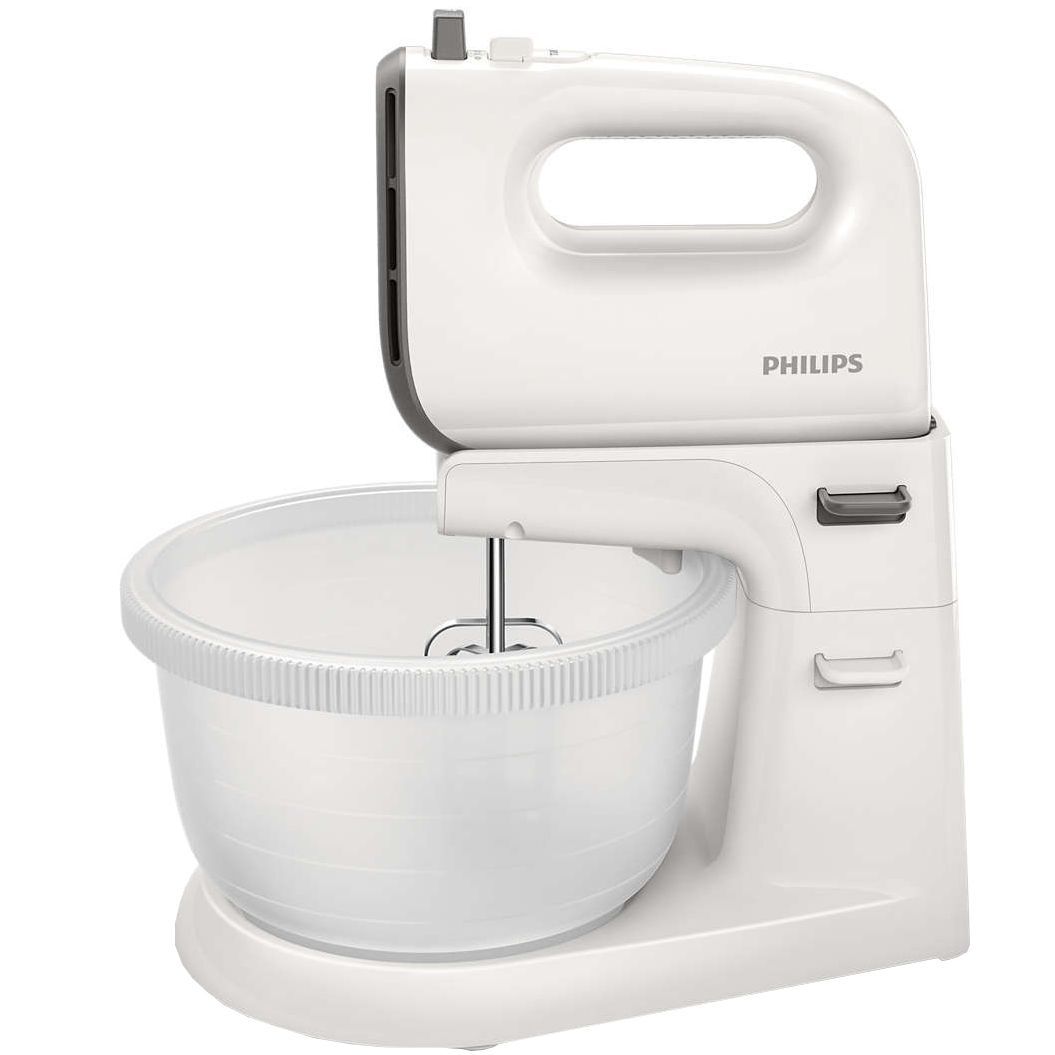 Mixer cu bol Philips HR3745/00, 450 W, 5 trepte de viteaza, Bol 3 L, Alb