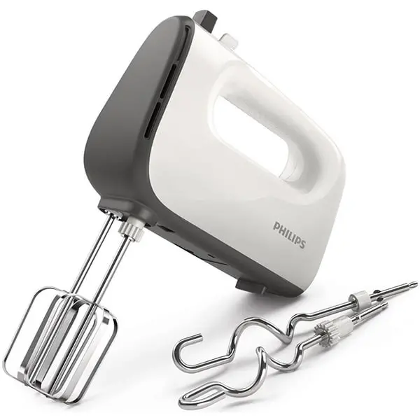 Mixer de mana Philips Viva Collection HR3740/00, 5 viteze, Turbo, 450 W, Alb / Gri