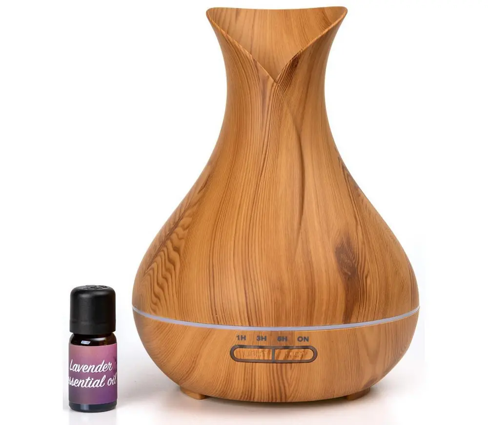Umidificator cu difuzor de aroma Platinet PADYM010LW, cu ulei esential de lavanda 10 ml, 400 ml, Maro deschis
