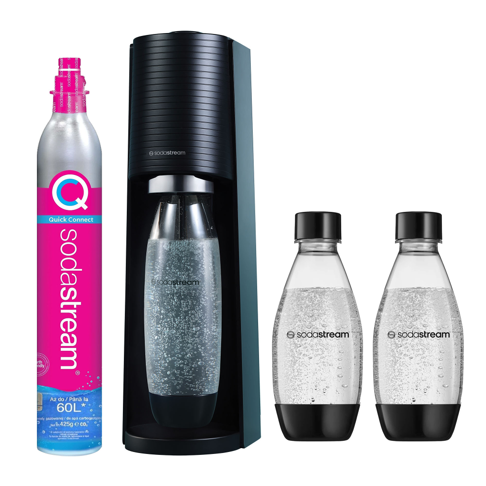 Aparat sifon Terra, 3 sticle incluse, Negru, SodaStream