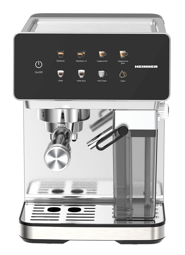 Espressor digital cu rezervor lapte Heinner Creamyblend HEM-LK20DMLK, 1350W, 20 bar, Argintiu