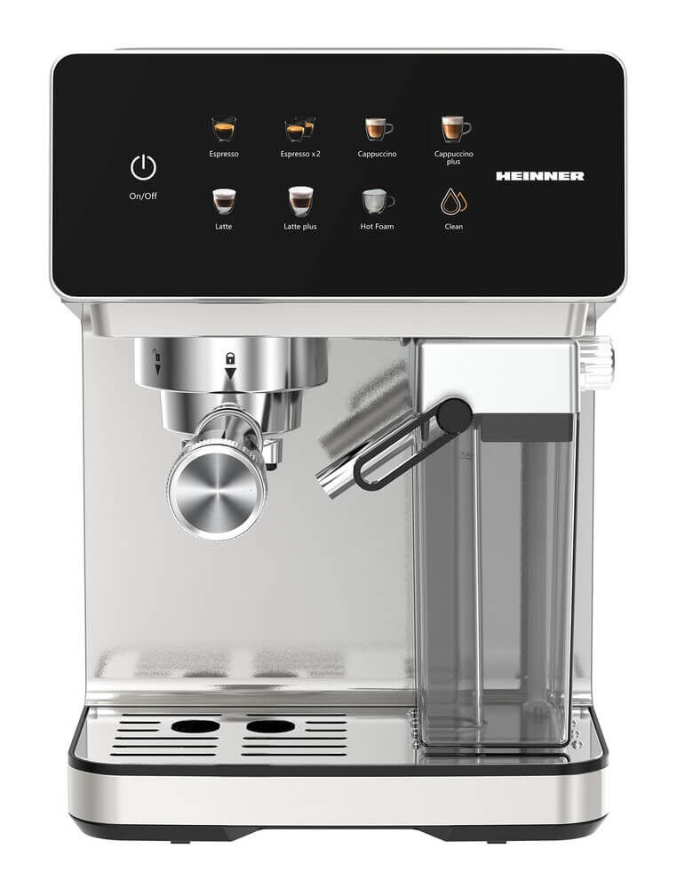 Espressor digital cu rezervor lapte Heinner Creamyblend HEM-LK20DMLK, 1350W, 20 bar, Argintiu