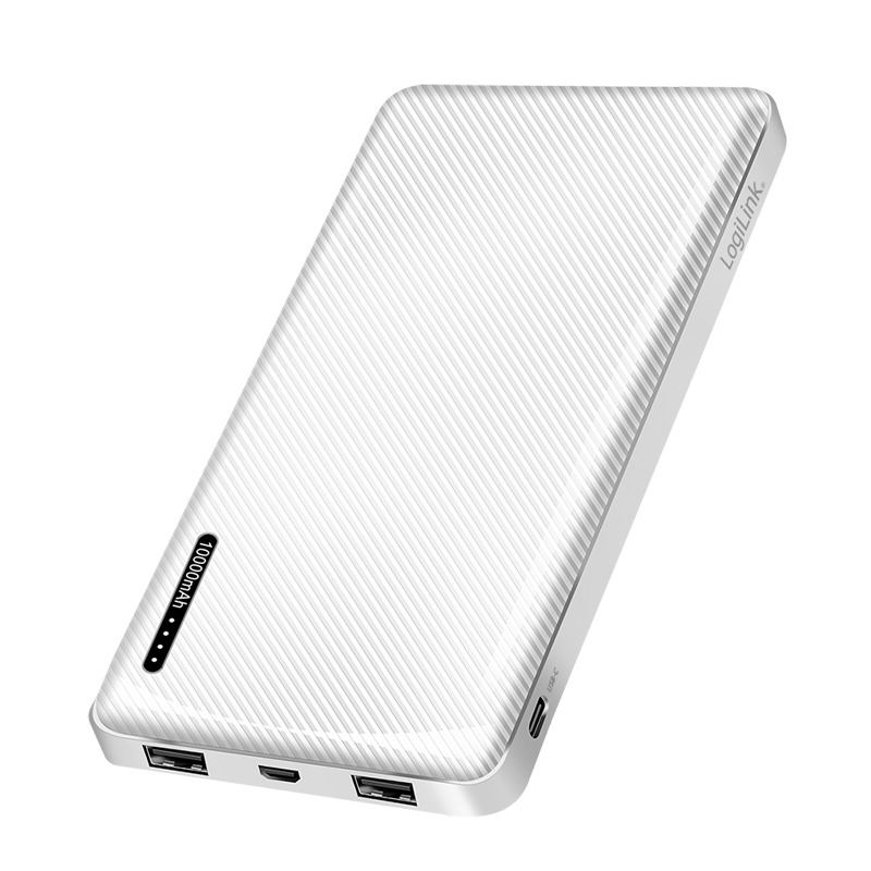 Power bank Logilink, 10000 mAh, 2x USB-A, USB-C, QC, Alb