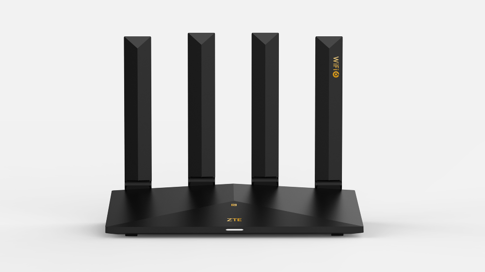 Router Wireless ZTE T3000, AX3000, Dual-Band, Wi-Fi 6, zLink Boost, Easy Mesh, Dual - Core Qualcomm, 4GB RAM, 2GB Flash, NFC, ZTELink App, Negru