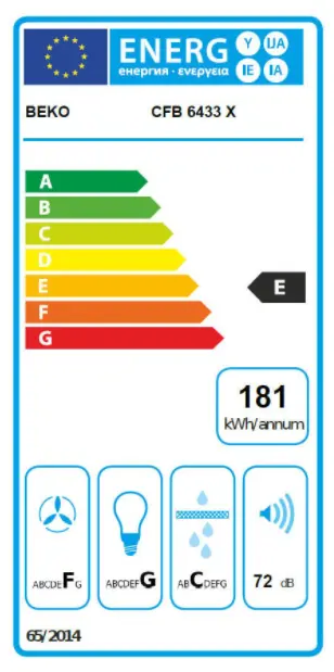 Hota traditionala Beko CFB6433X, Putere de absorbtie 380 m3/h, 2 motoare, 238W, Inox