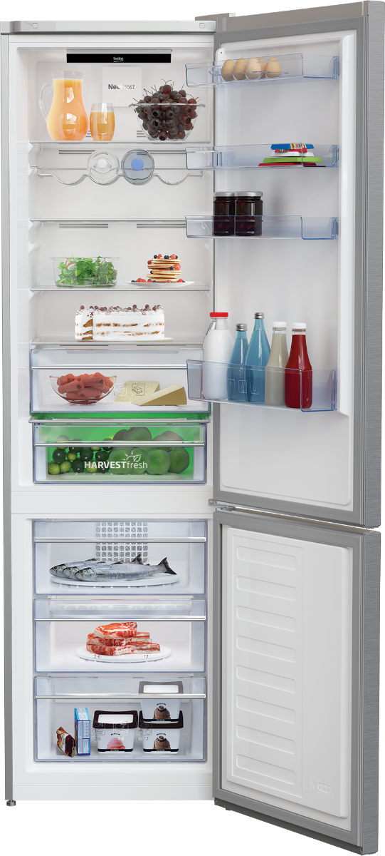 Combina frigorifica Beko RCNA406E40ZXBN, 362 Litri, H 202.5cm, Clasa E, Gri, Neofrost DualCooling, Harvest fresh
