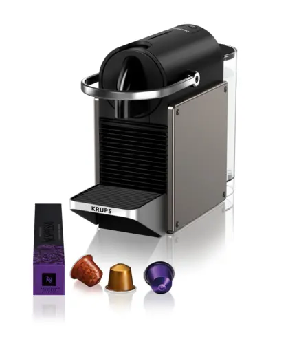 Espressor Nespresso Krups Pixie Titan XN306T10, 19 bari, 0.7 litri, 1260 W, Negru / Gri