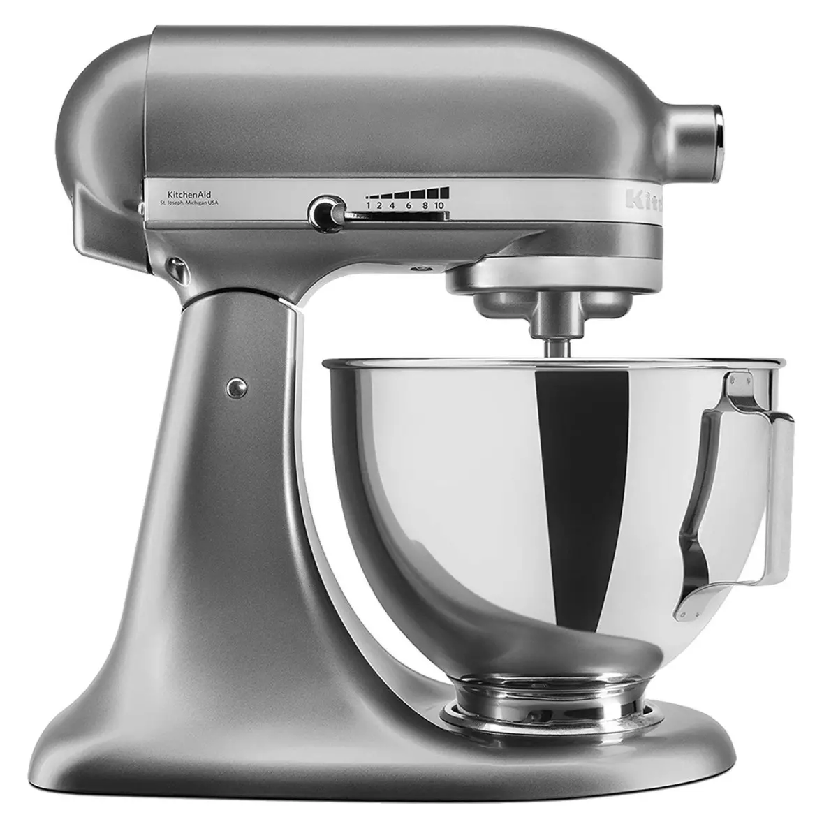 Mixer cu bol KitchenAid 5KSM95PSECU, 10 viteze, 4.3 litri, 275 W, Argintiu