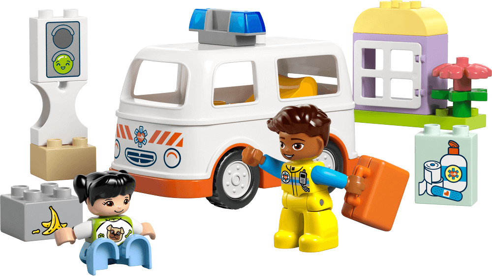 LEGO DUPLO Ambulanta si sofer pentru joaca fantezista 10447