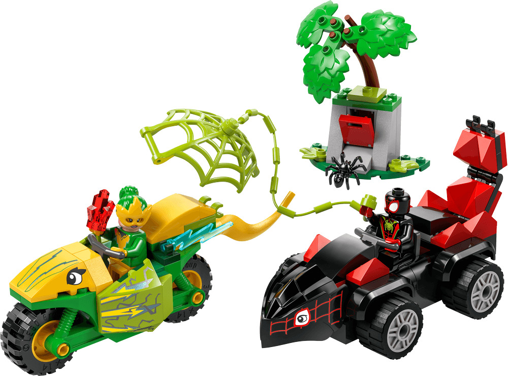 LEGO Marvel Paienjenelul Marvel si prietenii lui uimitori Spin si Electro intr-o urmarire cu dino-vehicule 11198