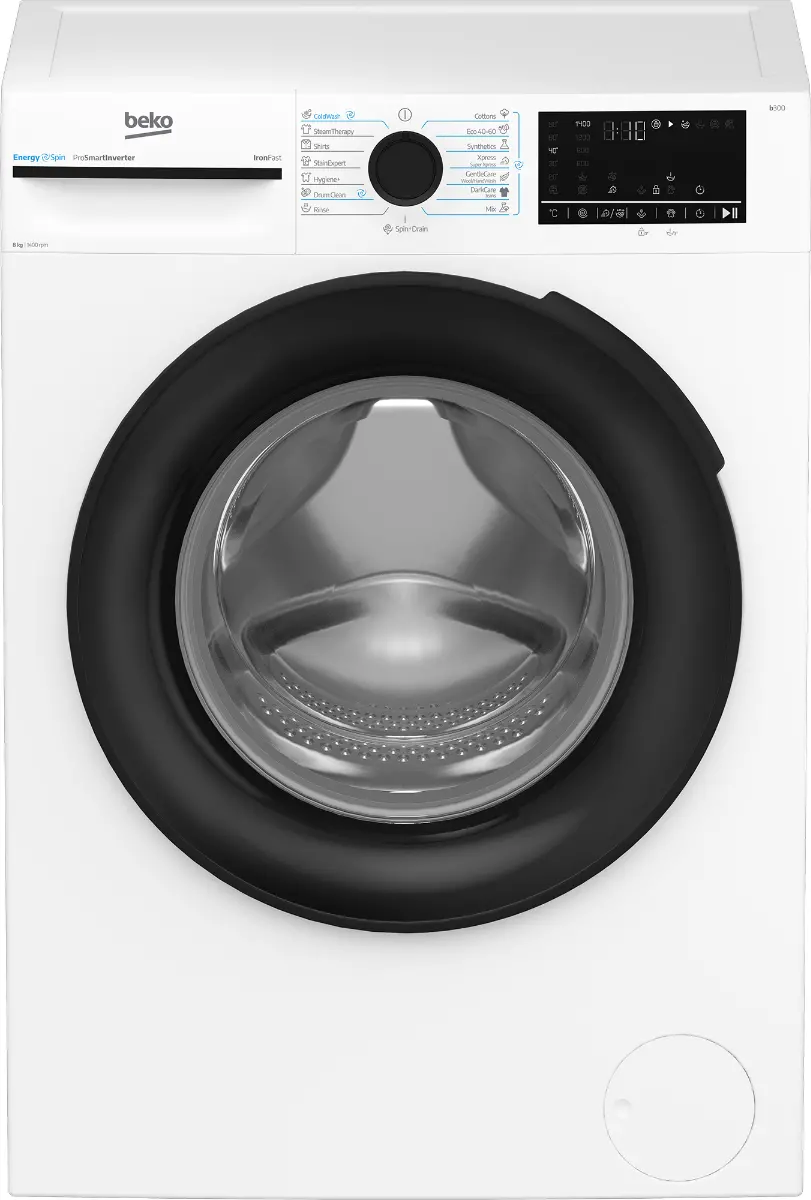 Masina de spalat rufe slim Beko BM3WFUS48415WBEE, SteamCure, 8 kg, 1400rpm, Clasa A, Alb