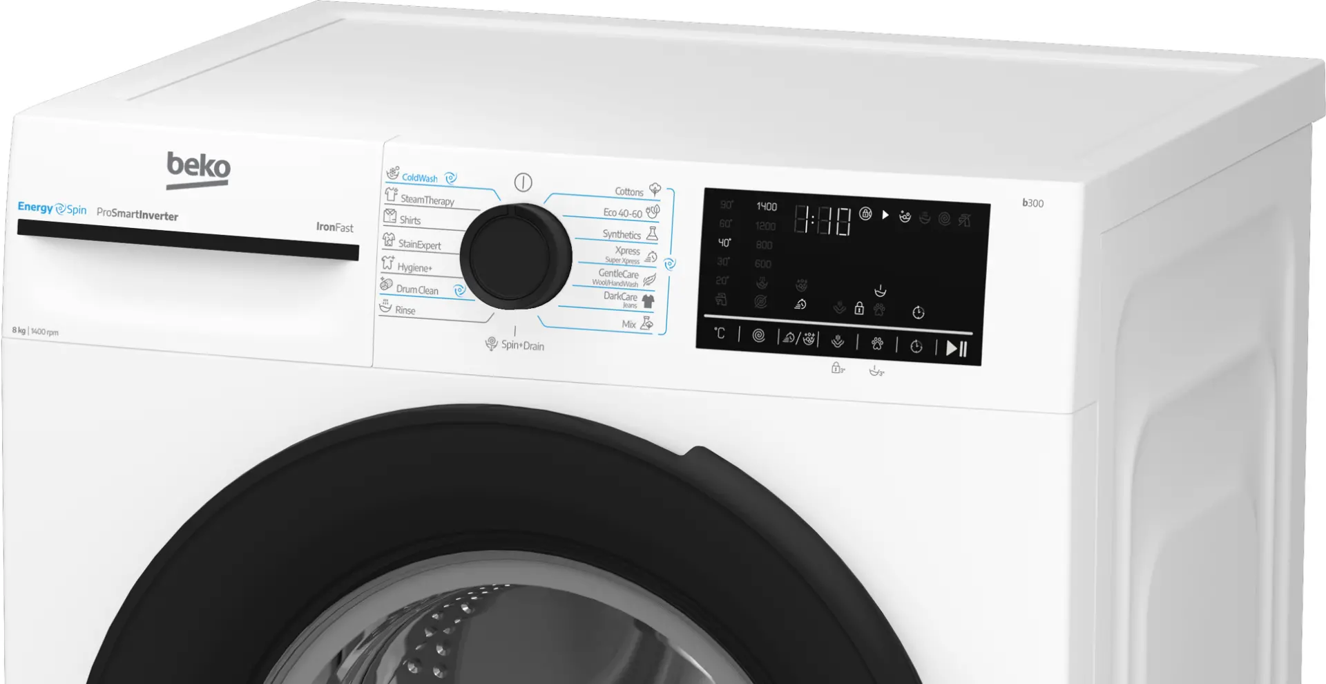 Masina de spalat rufe slim Beko BM3WFUS48415WBEE, SteamCure, 8 kg, 1400rpm, Clasa A, Alb