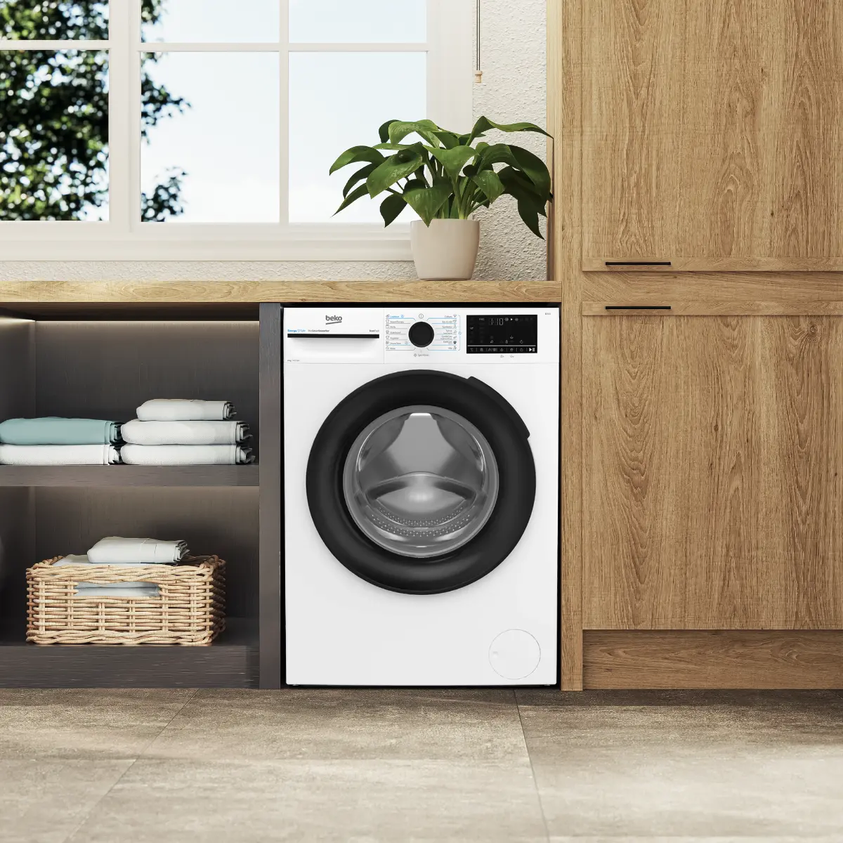 Masina de spalat rufe slim Beko BM3WFUS48415WBEE, SteamCure, 8 kg, 1400rpm, Clasa A, Alb