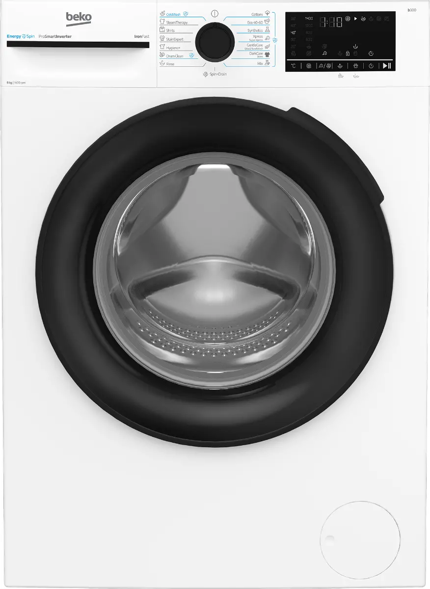 Masina de spalat rufe slim Beko BM3WFUS48415WBEE, SteamCure, 8 kg, 1400rpm, Clasa A, Alb