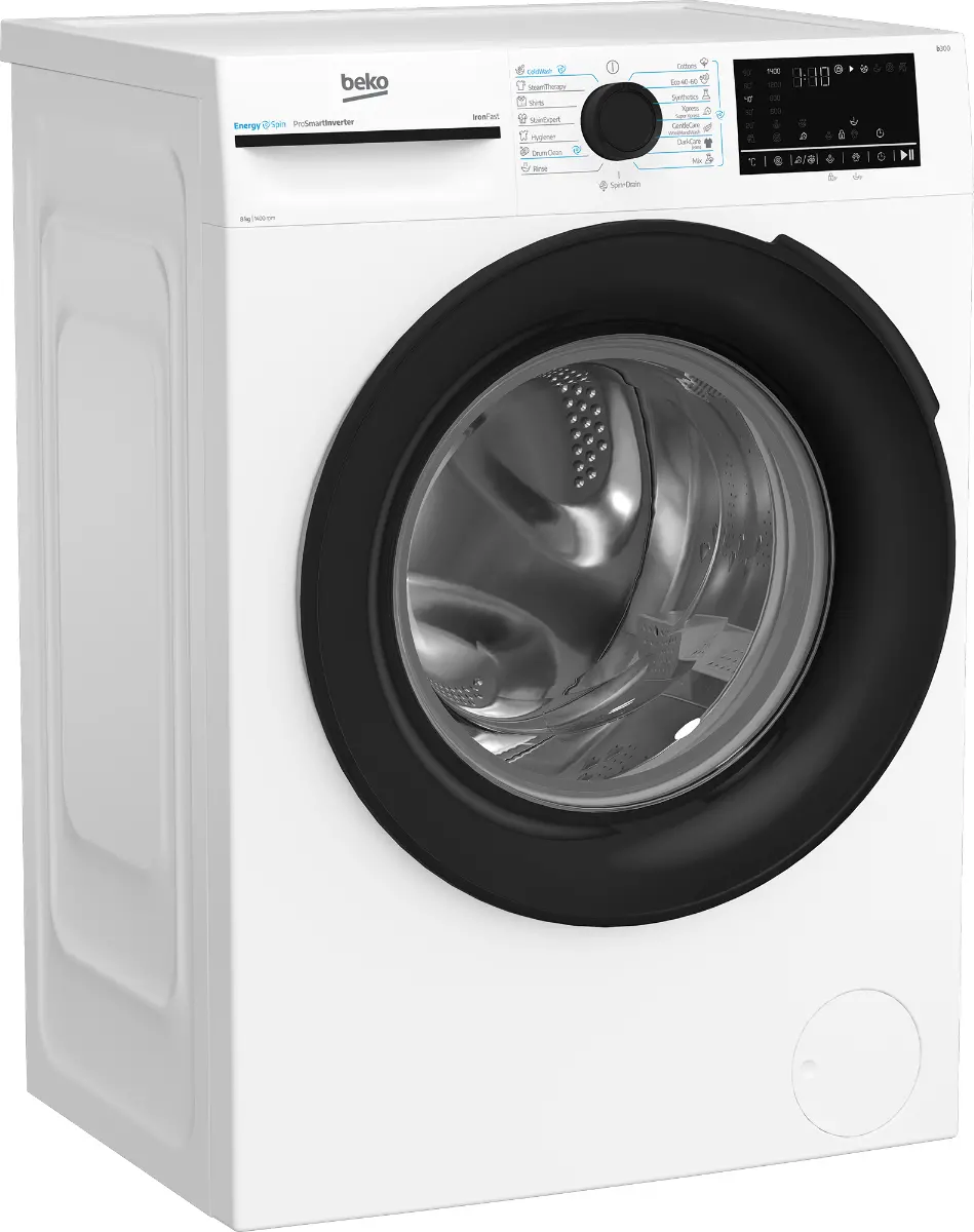 Masina de spalat rufe slim Beko BM3WFUS48415WBEE, SteamCure, 8 kg, 1400rpm, Clasa A, Alb