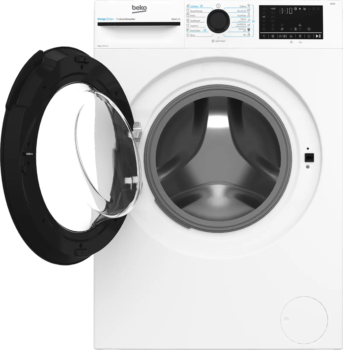 Masina de spalat rufe slim Beko BM3WFUS48415WBEE, SteamCure, 8 kg, 1400rpm, Clasa A, Alb
