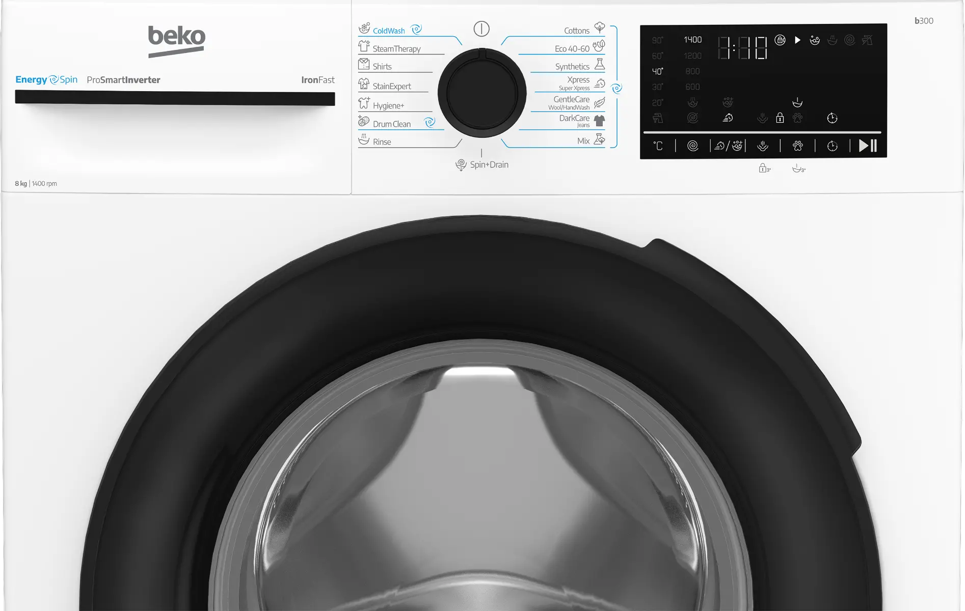 Masina de spalat rufe slim Beko BM3WFUS48415WBEE, SteamCure, 8 kg, 1400rpm, Clasa A, Alb