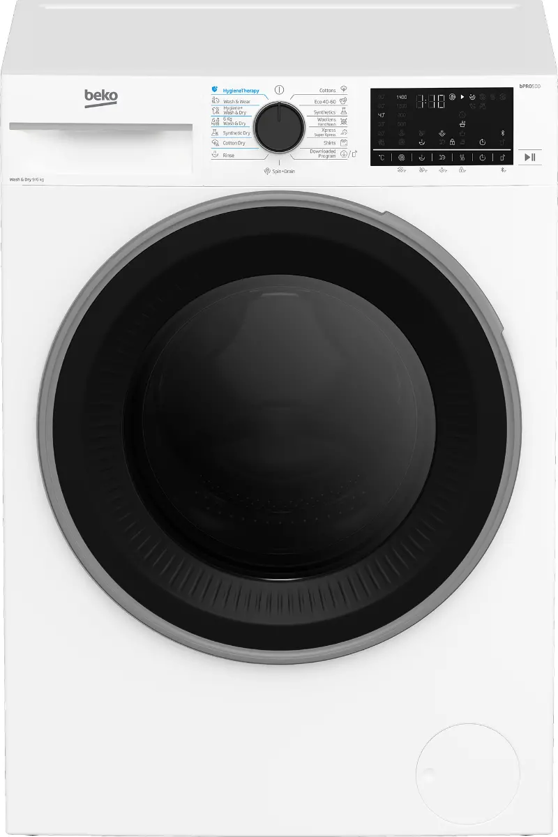 Masina de spalat rufe cu uscator frontala Beko B5DFT59442W, 9 / 6 kg, 1400 rpm, Clasa energetica A / D, White