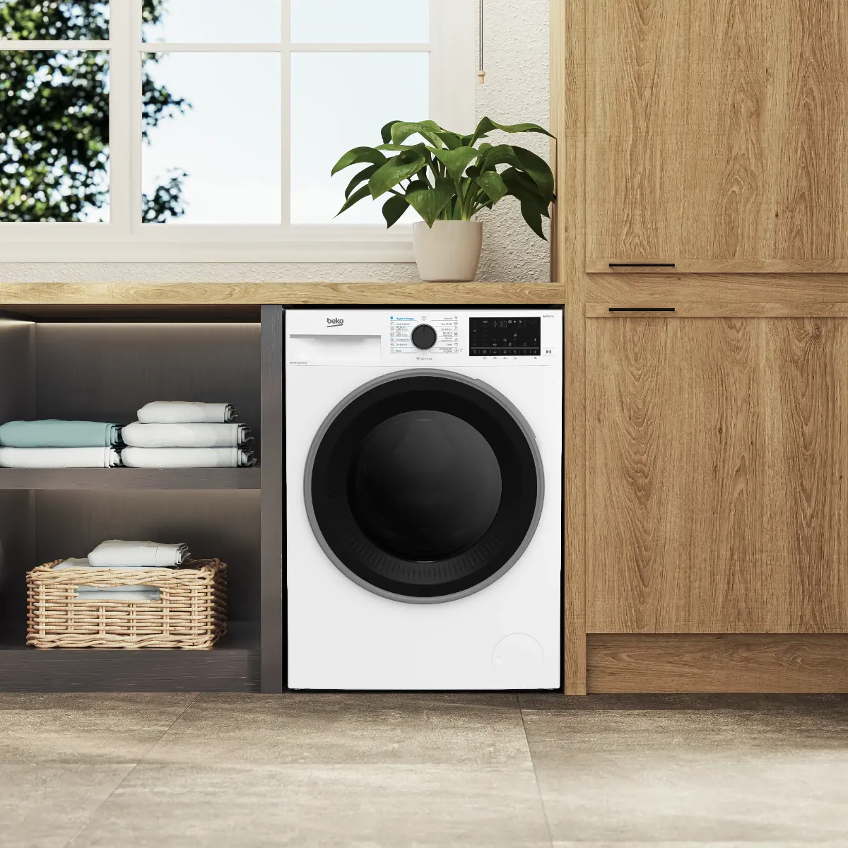 Masina de spalat rufe cu uscator frontala Beko B5DFT59442W, 9 / 6 kg, 1400 rpm, Clasa energetica A / D, White