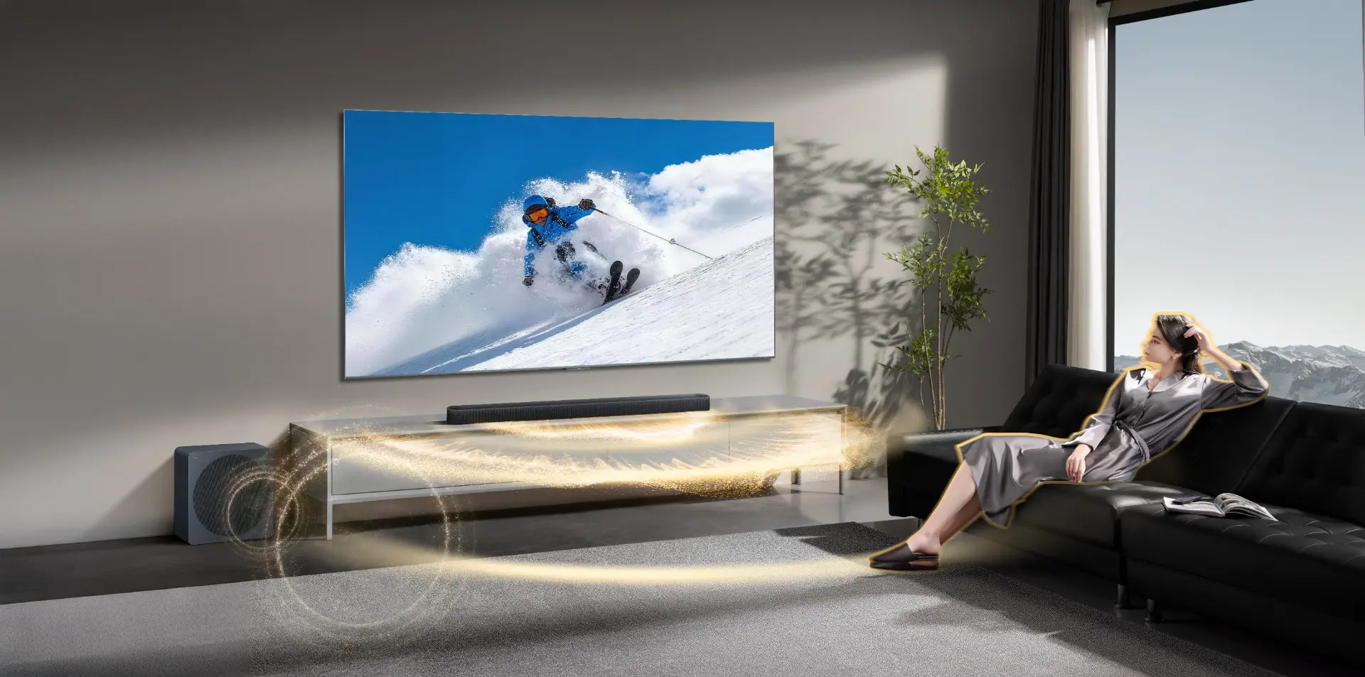 Soundbar Slim TCL A65K , 3.1.2, 410W, Bluetooth 5.3, Sunet Bang & Olufsen, Dolby Atmos & DTS-Virtual:X, HDMI eARC, Subwoofer Wireless, Negru