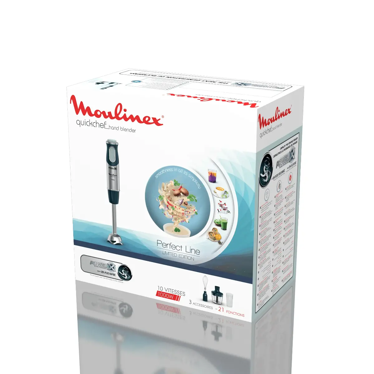 Mixer vertical Moulinex DD6554F0, cana 0.8 litri, 10 viteze, 1000 W, Otel Inoxidabil, Negru