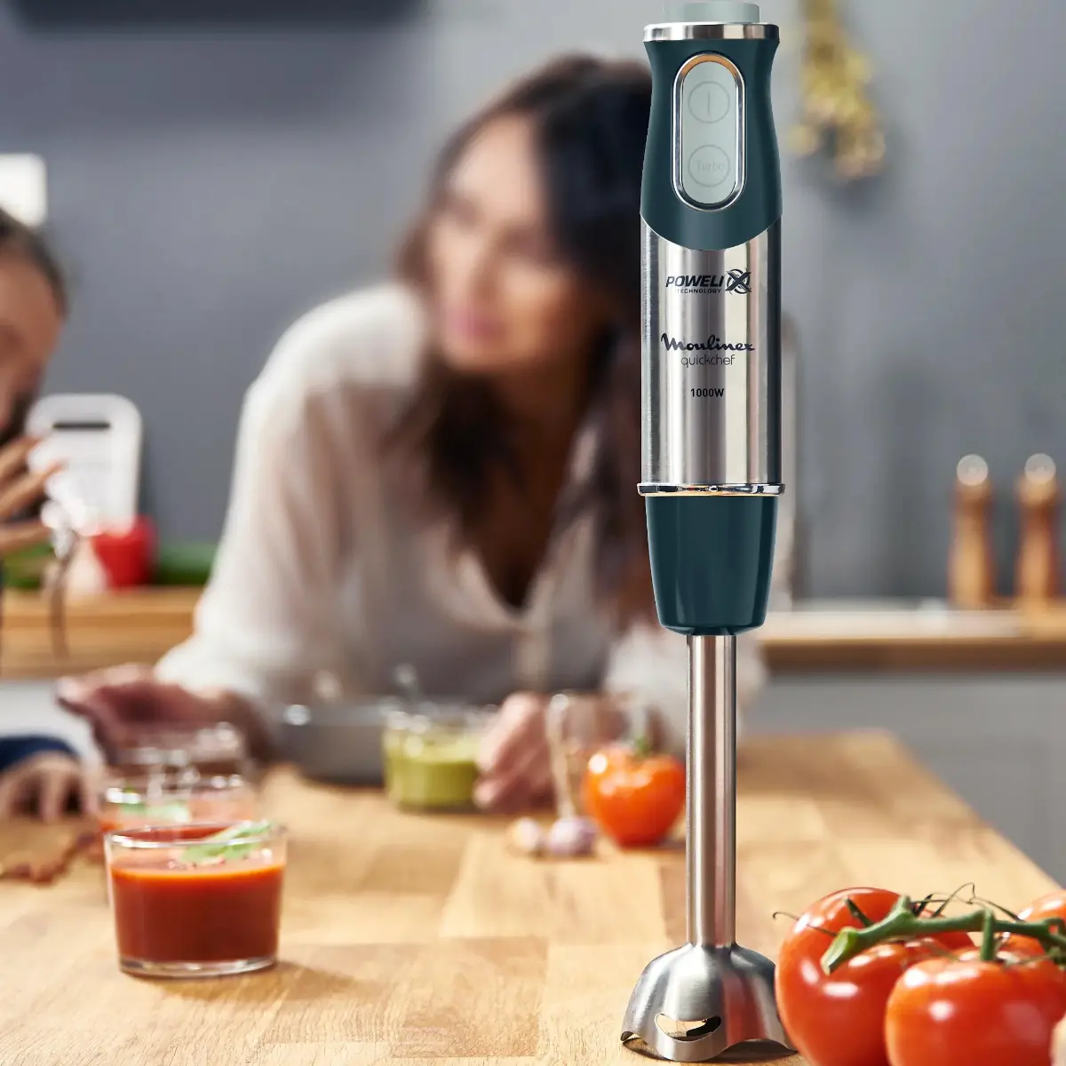 Mixer vertical Moulinex DD6554F0, cana 0.8 litri, 10 viteze, 1000 W, Otel Inoxidabil, Negru