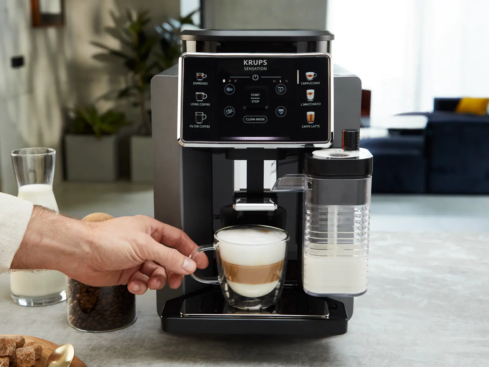 Espressor automat Krups Sensation Milk EA912HF0, 15 bari, 1450 W, 1.7 litri, Negru