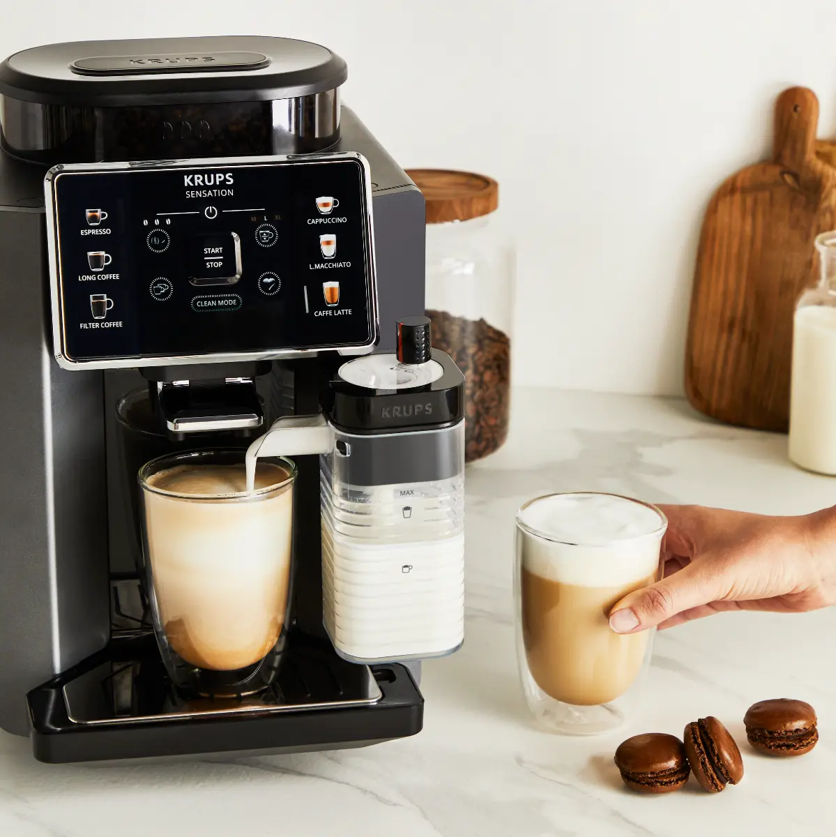 Espressor automat Krups Sensation Milk EA912HF0, 15 bari, 1450 W, 1.7 litri, Negru