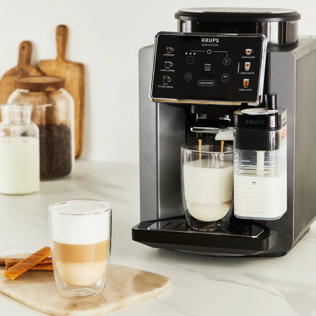Espressor automat Krups Sensation Milk EA912HF0, 15 bari, 1450 W, 1.7 litri, Negru