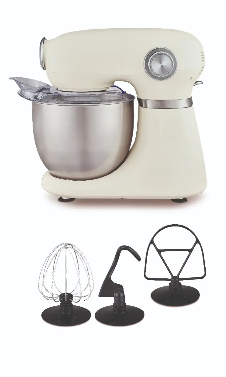 Mixer planetar Carrefour Home HSM1300C-25, 5 litri, 12 viteze, 1300 W, Crem