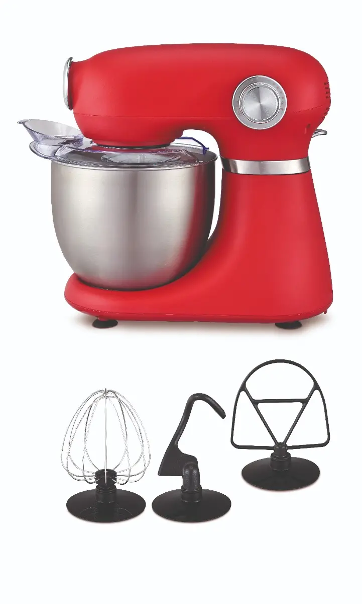 Mixer planetar Carrefour Home HSM1300R-25, 5 litri, 12 viteze, 1300 W, Rosu